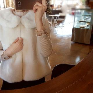 Pom Pom Detail Faux-fur Vest