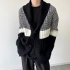 Chunky Knit Panel Cardigan Black - One Size