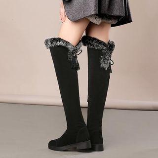 Platform Furry-trim Over-the-knee Boots