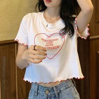 Short-sleeve Heart Cropped T-shirt