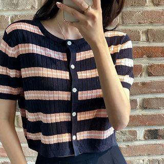 Striped Color Block Short-sleeve Top