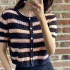 Striped Color Block Short-sleeve Top