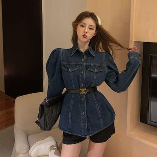 Puff-sleeve Denim Shirt Jacket