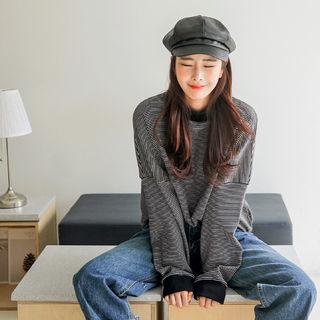 Mock-neck Stripe Pullover