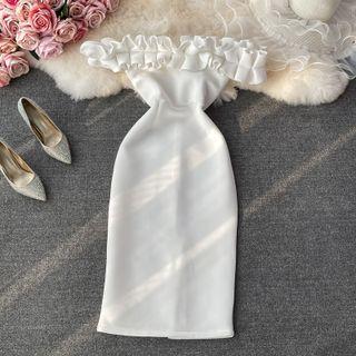 Off Shoulder Ruffled Bandeau Dress
