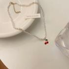 Cherry Pendant Alloy Necklace Red - One Size