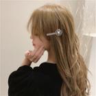 Flower Rhinestone Hair Clip Silver - One Size
