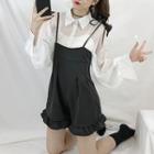 Set: Sheer Shirt + Jumper Shorts