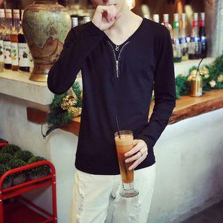 Zip Detail Long-sleeve T-shirt