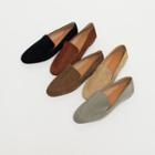 Oval-toe Faux-suede Loafers