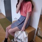 Short-sleeve T-shirt / Wrap A-line Skirt