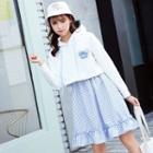 Heart Applique Cropped Hoodie / Sleeveless Gingham A-line Dress