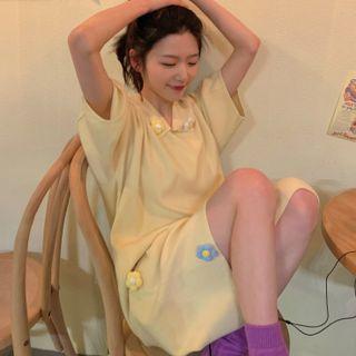 Elbow-sleeve Knit Top / Drawstring Shorts