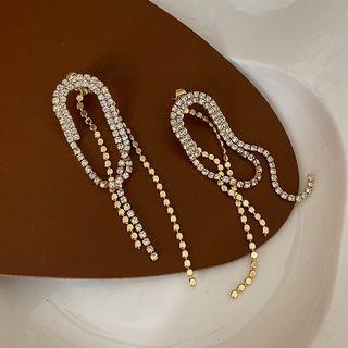 Rhinestone Alloy Fringed Earring 1 Pair - Silver - One Size