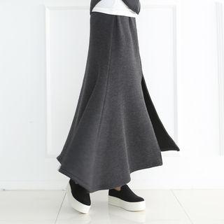 Slit-front Flared Long Skirt