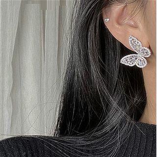 Rhinestone Butterfly Earrings Earrings - As Figure - One Size