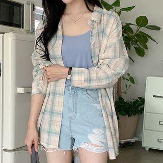Plus Size Plaid Cotton Shirt