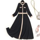 Long-sleeve Knit Maxi A-line Dress
