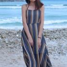 Patterned Strappy A-line Maxi Dress