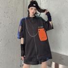Set: Short-sleeve Zip Jacket + Wide Leg Shorts