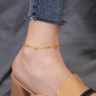Bead Stainless Steel Layered Anklet