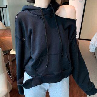 Cut Out Hoodie Dark Blue - One Size