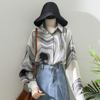 Long-sleeve Line Painting Shirt
