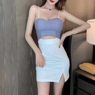 Spaghetti-strap Cut-out Mini Sheath Dress