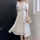 Set: Short-sleeve Top + Floral A-line Skirt