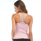 Lace Panel Ribbed Camisole Top