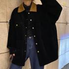 Color-block Loose-fit Fleece Blouse