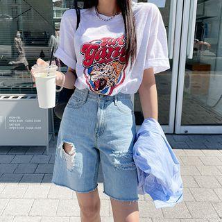 Short-sleeve Tiger-illustrated T-shirt