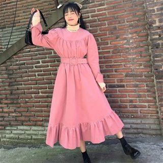 Turtle-neck Long-sleeve Top / Ruffle Long-sleeve Dress