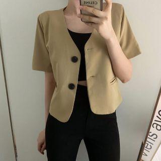 Short-sleeve Single-breasted Cropped Jacket