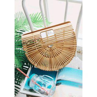 Cutout-handle Wooden-slat Semicircle Tote