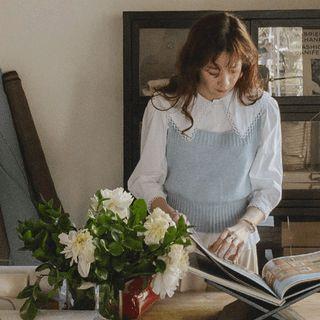 3/4-sleeve Scalloped Blouse