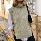 Cable-knit Sweater Vest Green - S