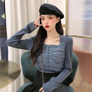 Shirred Mesh Blouse