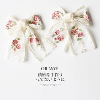 Floral Embroidered Lace Hair Clip 1 Pc - 01 - Off-white - One Size
