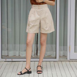 High-waist Pintuck Shorts
