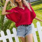 Cape-sleeve Plain Shirt