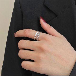 Layered Sterling Silver Ring J1187 - 1pc - Silver - One Size