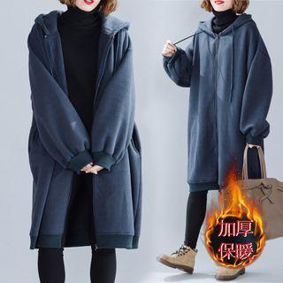Hood Long Zip Jacket Navy Blue - One Size