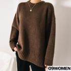 Over-fit Plain Round-neck Sweater