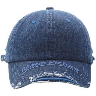 Lettering Distressed Denim Cap