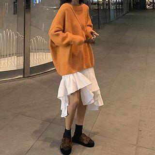 Set: Oversize Sweater + Irregular Hem Skirt