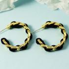 Twisted Alloy Open Hoop Earring 1 Pair - Black & Gold - One Size
