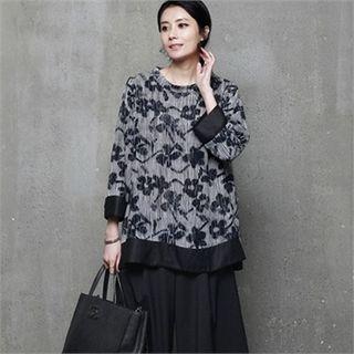 Color-block Floral Pattern Top