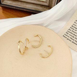 Rhinestone Alloy Earring Set Of 3 - One Size