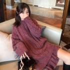 Set: Cable Knit Loose-fit Sweater + Skirt